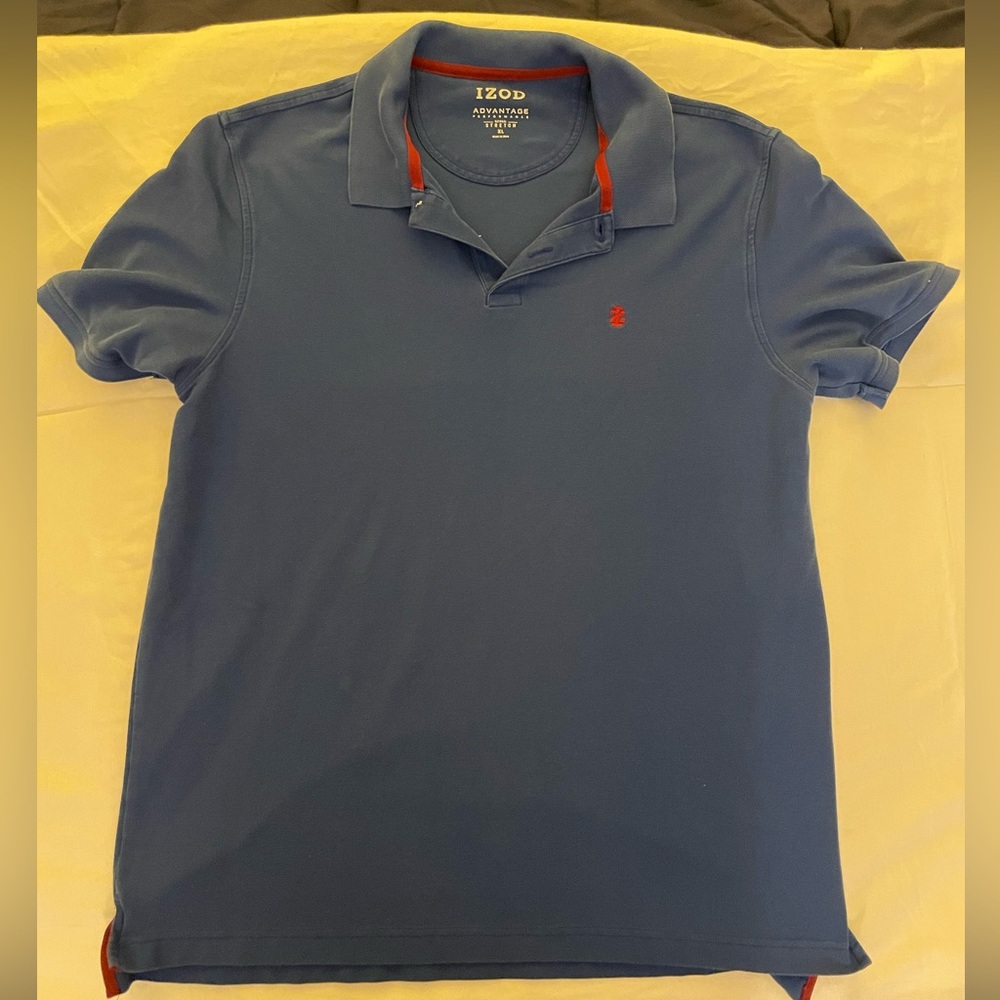 $14 OR 4 $14 items for $40 SALE
Izod Men's Polo Shirt in Blue with Red Accents - Picture 1 of 5